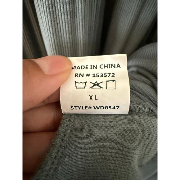 Bohme Essentials Short Sleeve Tiered Ribbed‎ Maxi Dress Green Gray Size XLarge - Picture 12 of 16